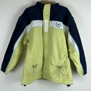 Kitestrings Kids Colorblock Hooded Jacket/Vest 8/10 Lime Navy Windbreaker Y2K